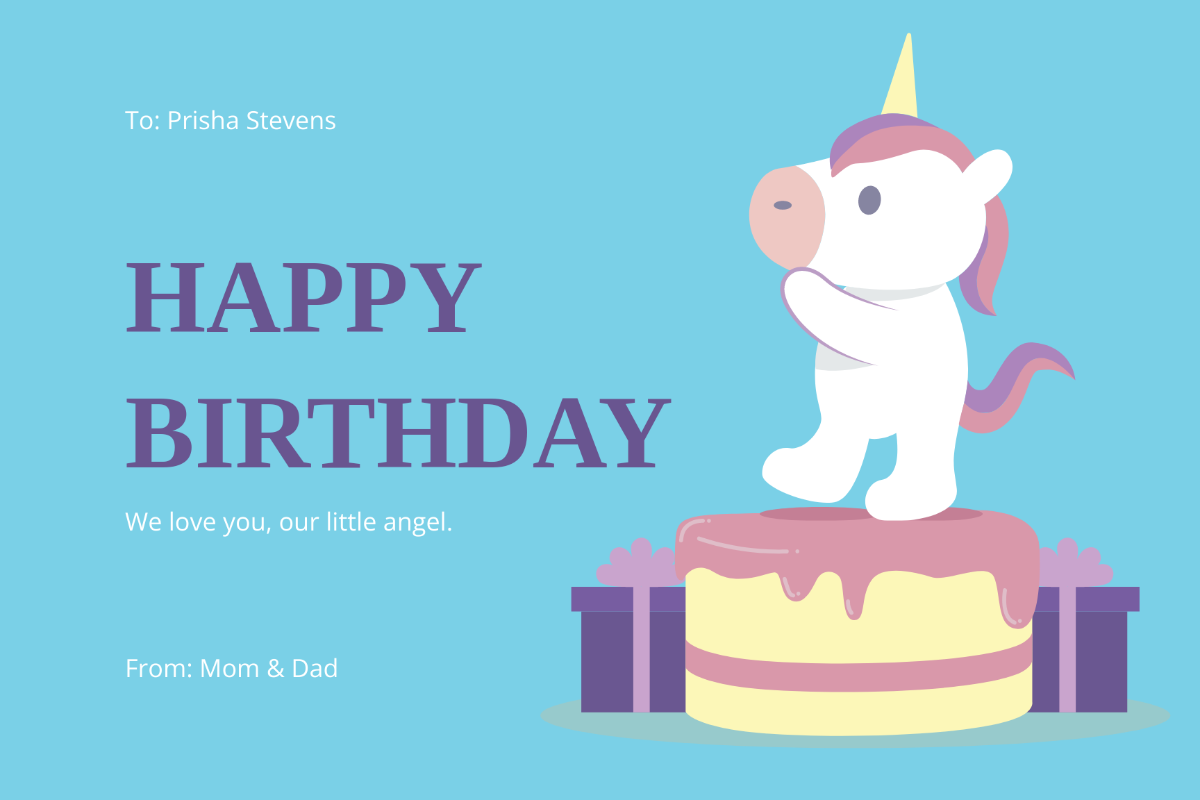 Free Birthday Card For Baby Girl Template