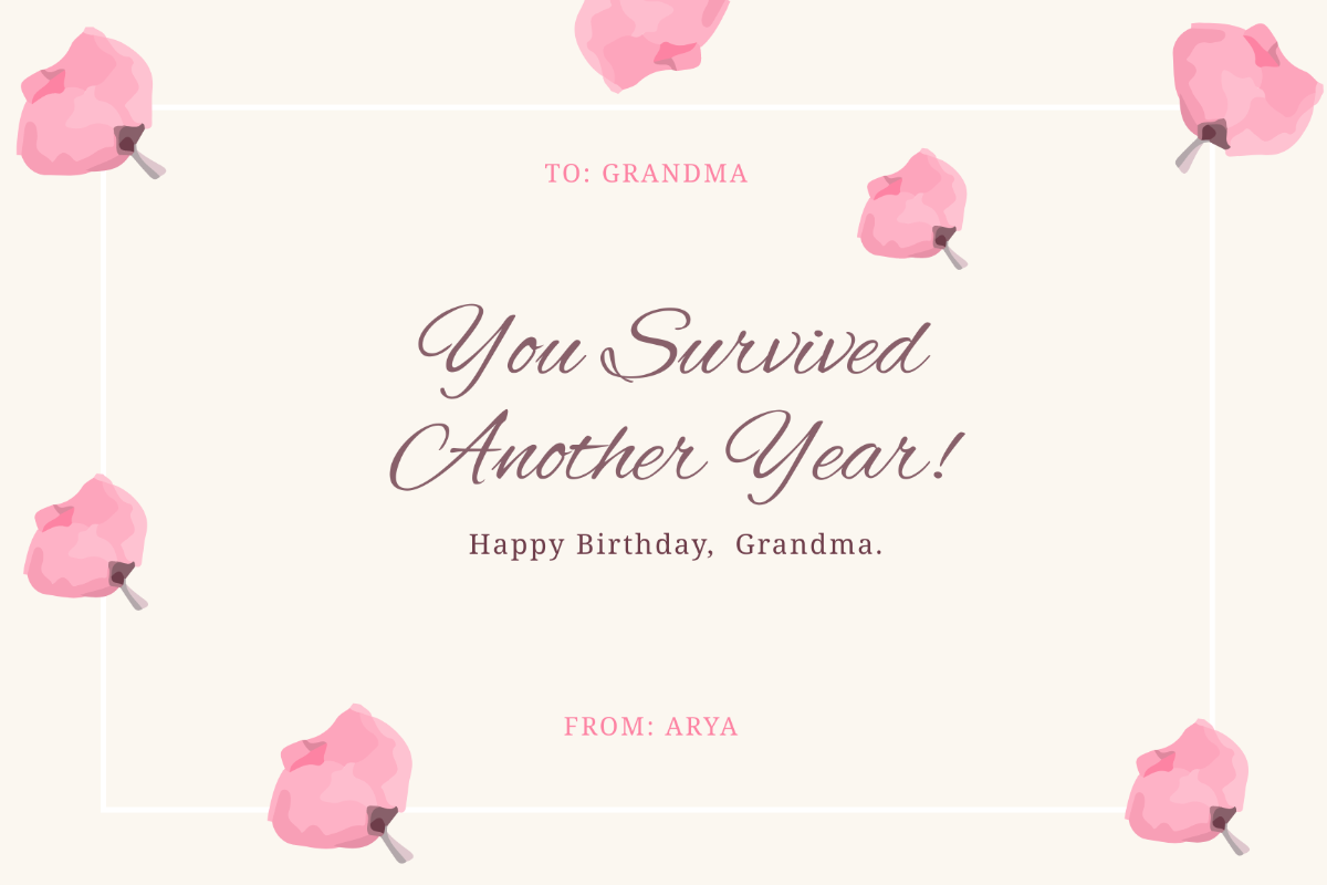 Free Creative Birthday Card For Grandma Template