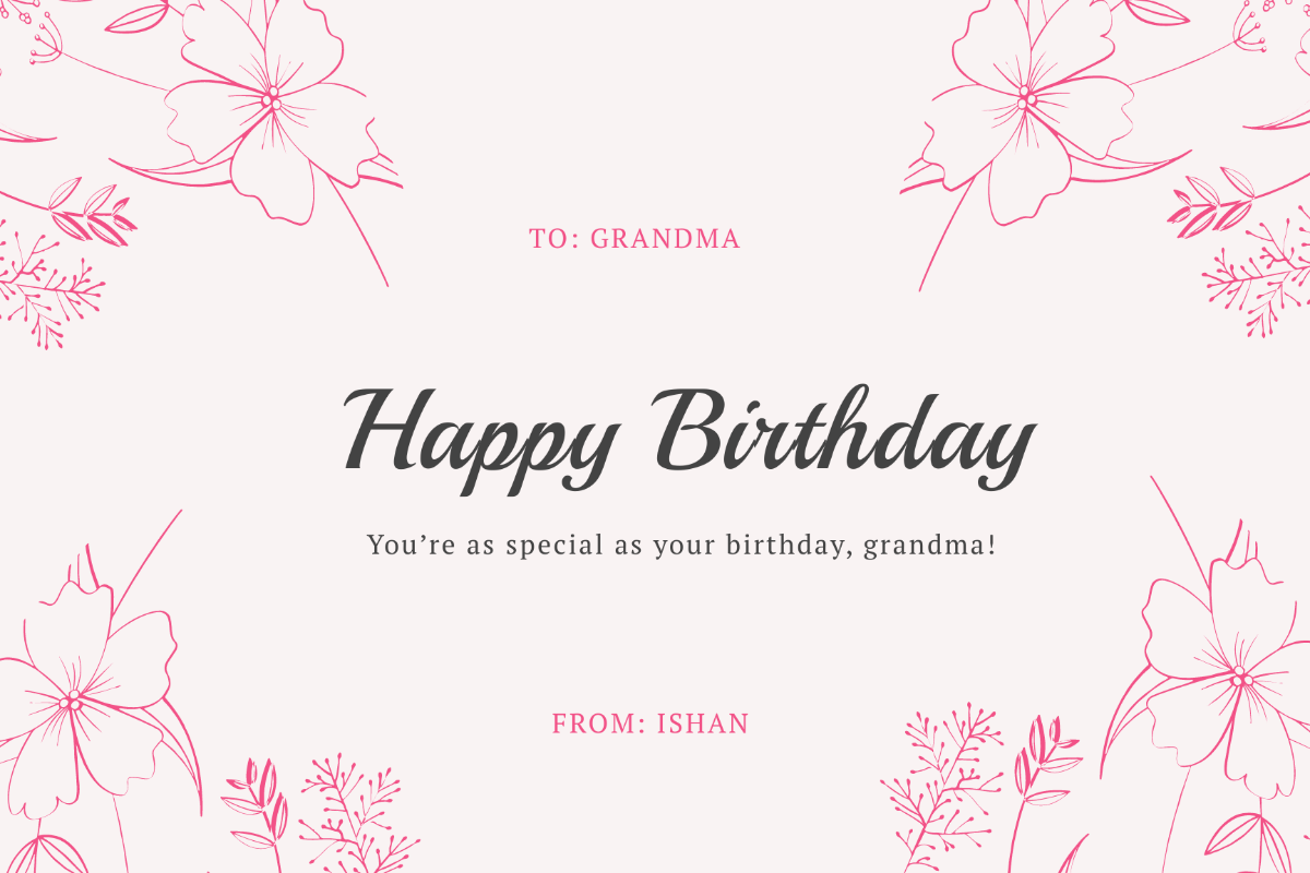 Printable Birthday Card For Grandma Template