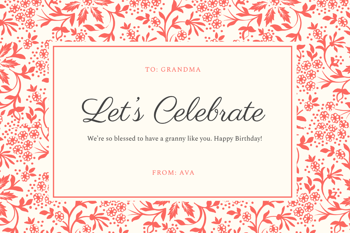 Birthday Greeting Card For Grandma Template