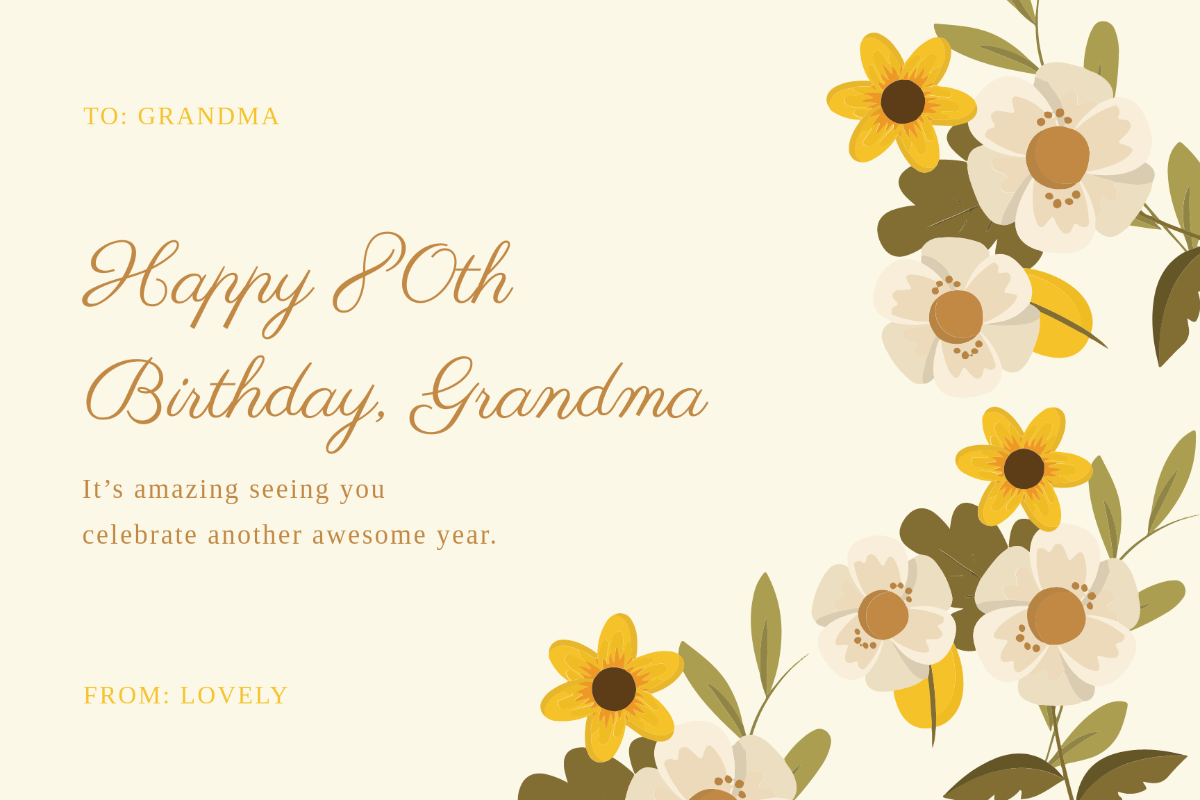 Free Grandma 80th Birthday Card Template