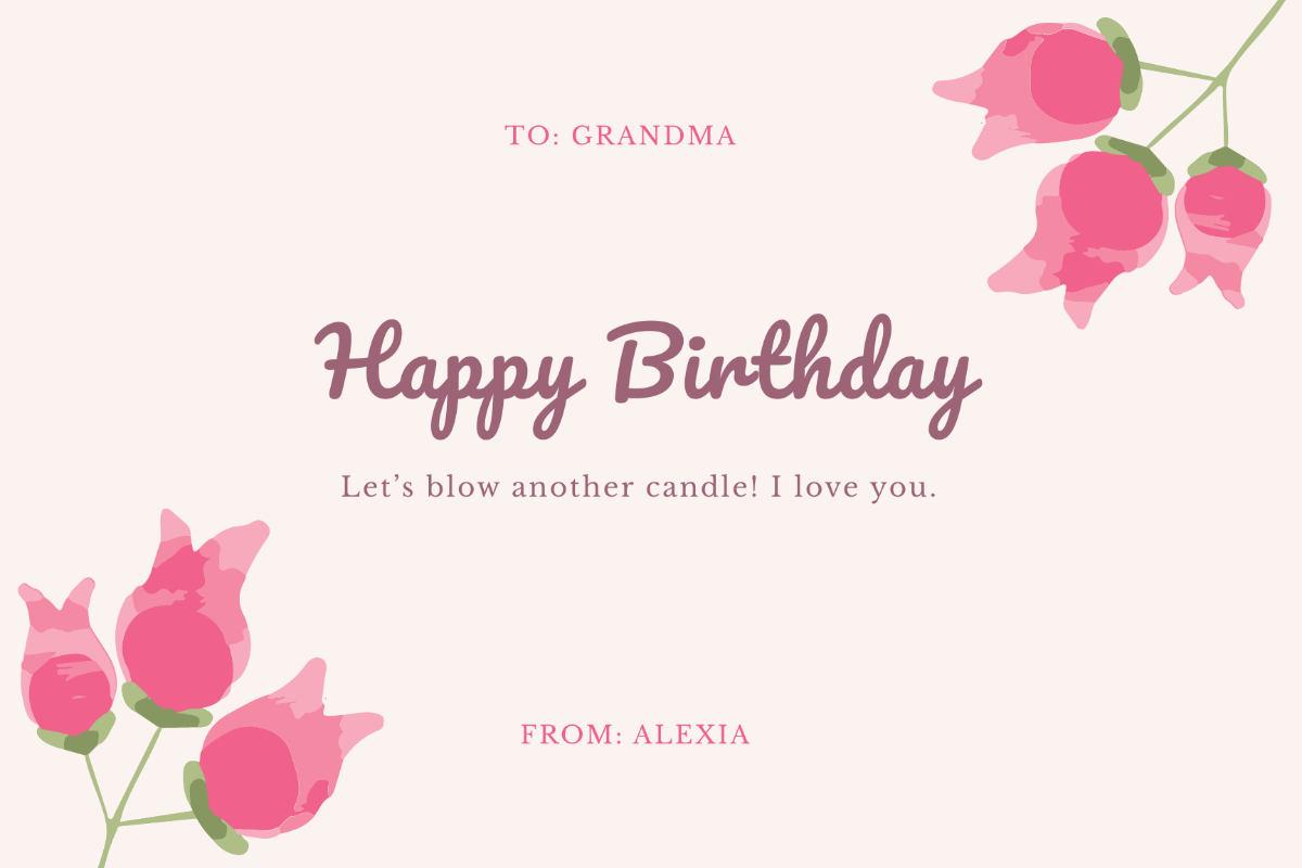 Free Simple Birthday Card For Grandma Template