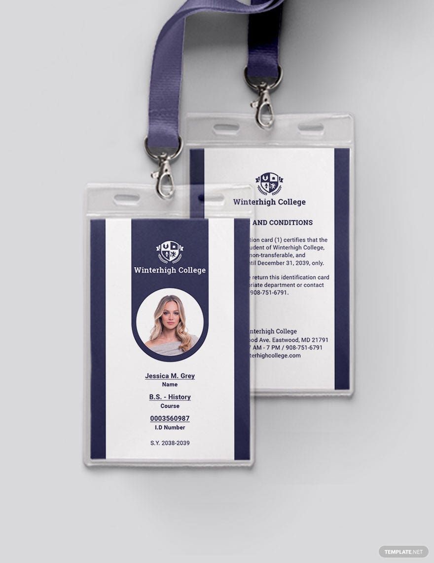 Sample Student ID Card Template