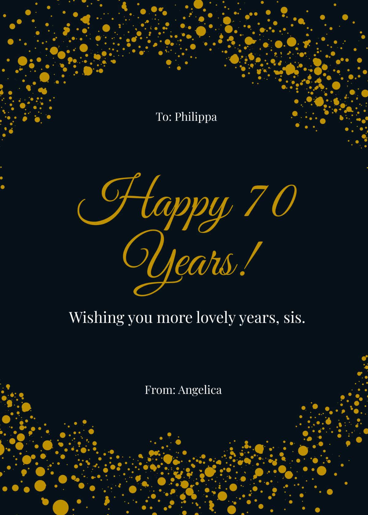 Sisters 70th Birthday Card Template