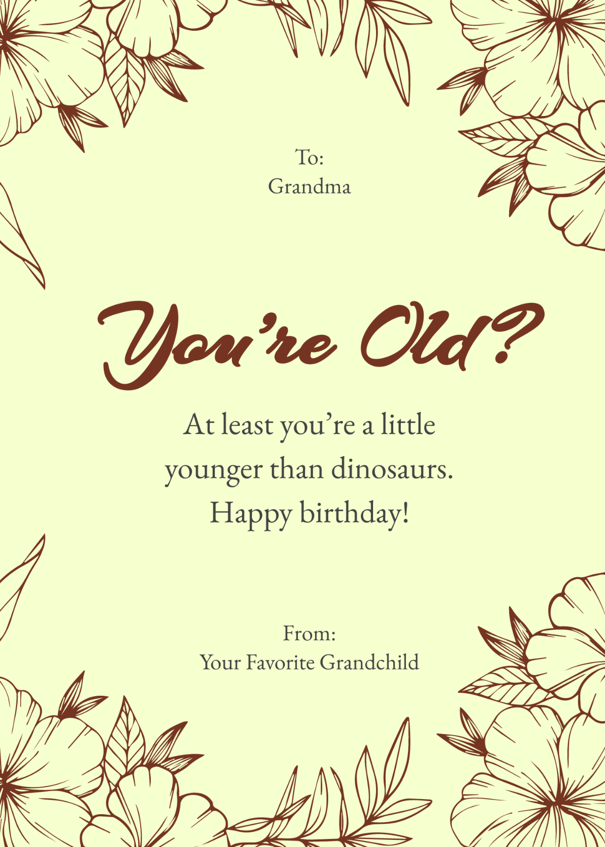 Free Funny Birthday Card For Grandma Template