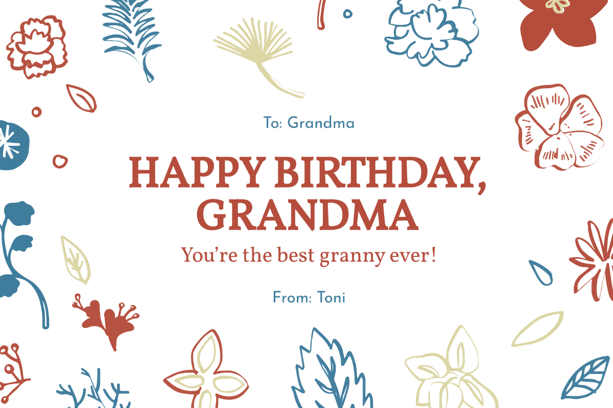 Happy Birthday Card for Grandma Template