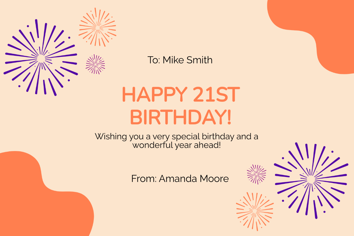 Happy 21st Birthday Card Template