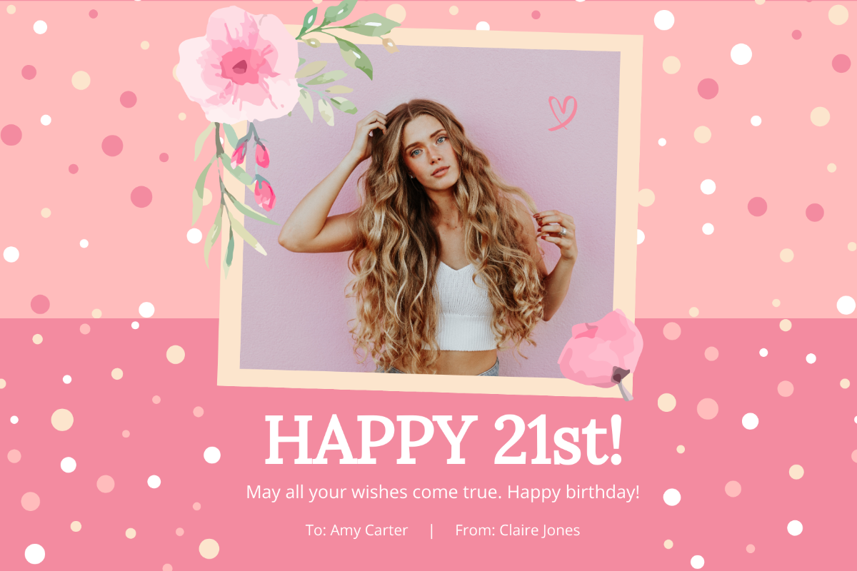 Simple 21st Birthday Card For Her Template