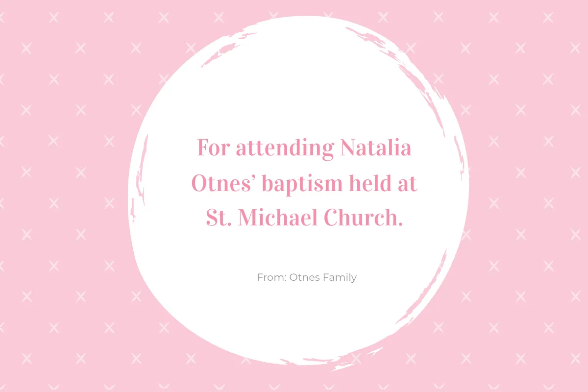 Free Girl Baptism Thank You Card Template to Edit Online