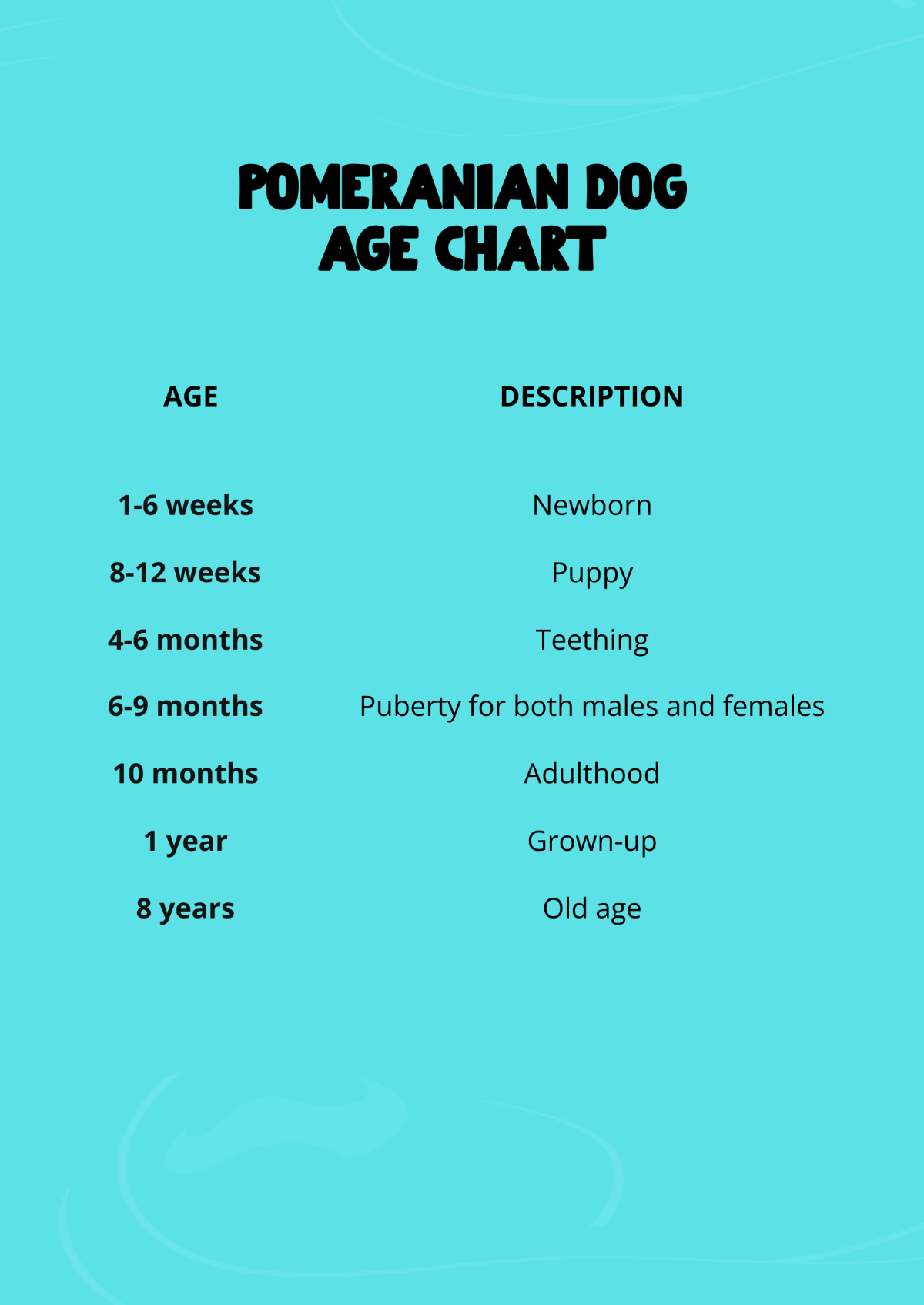 Pomeranian Dog Age Chart Template Edit Online & Download Example