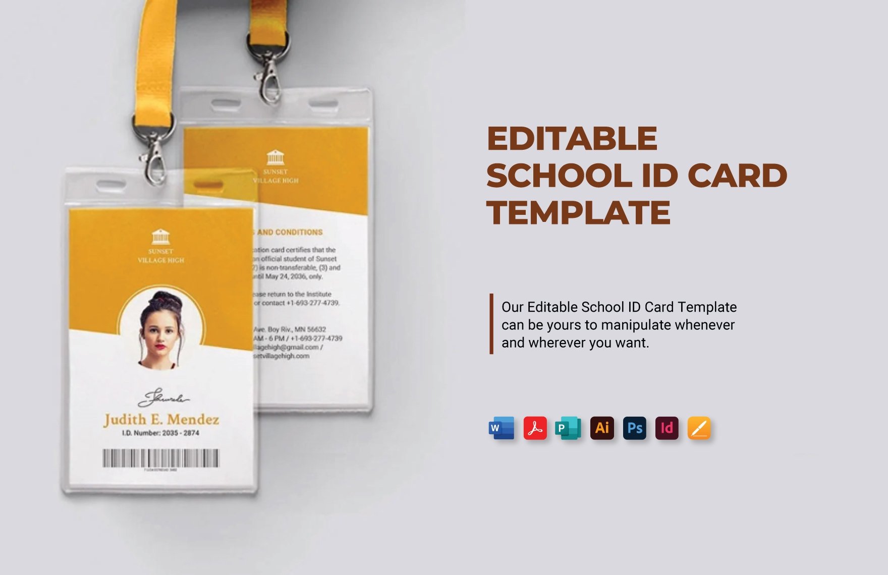 Editable School ID Card Template