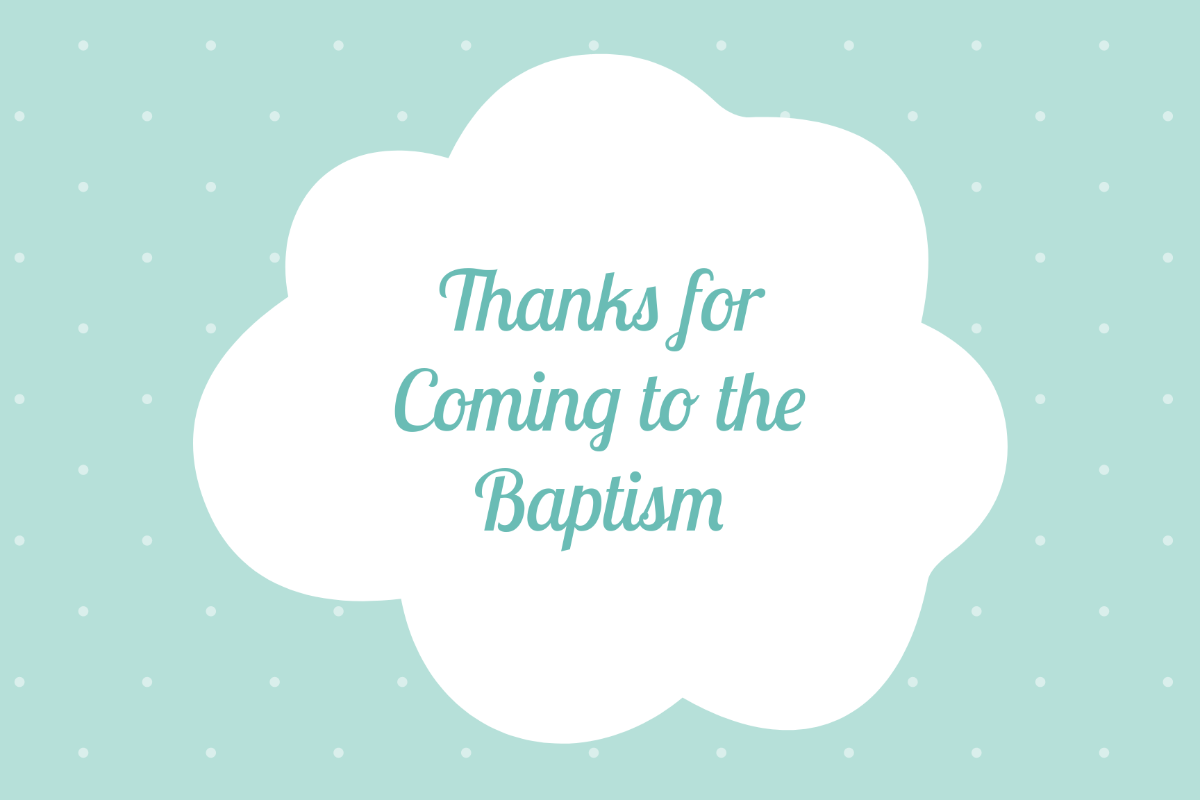 Free Sample Baptism Thank You Card Template