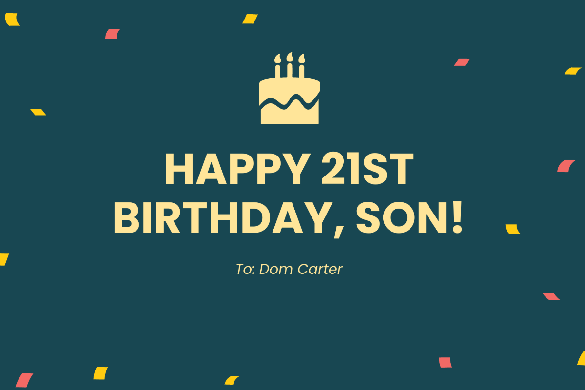 Free Son 21st Birthday Card Template