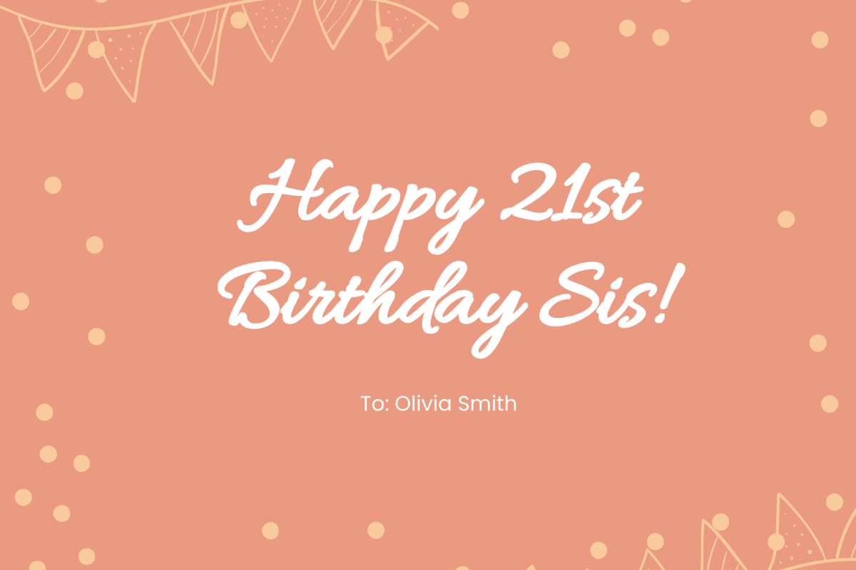 Free 21st Birthday Card For Sister Template