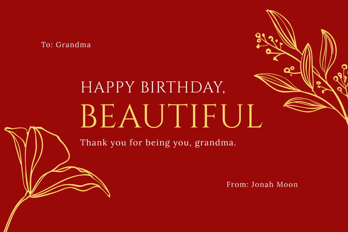 Free Birthday Card For Grandma Template