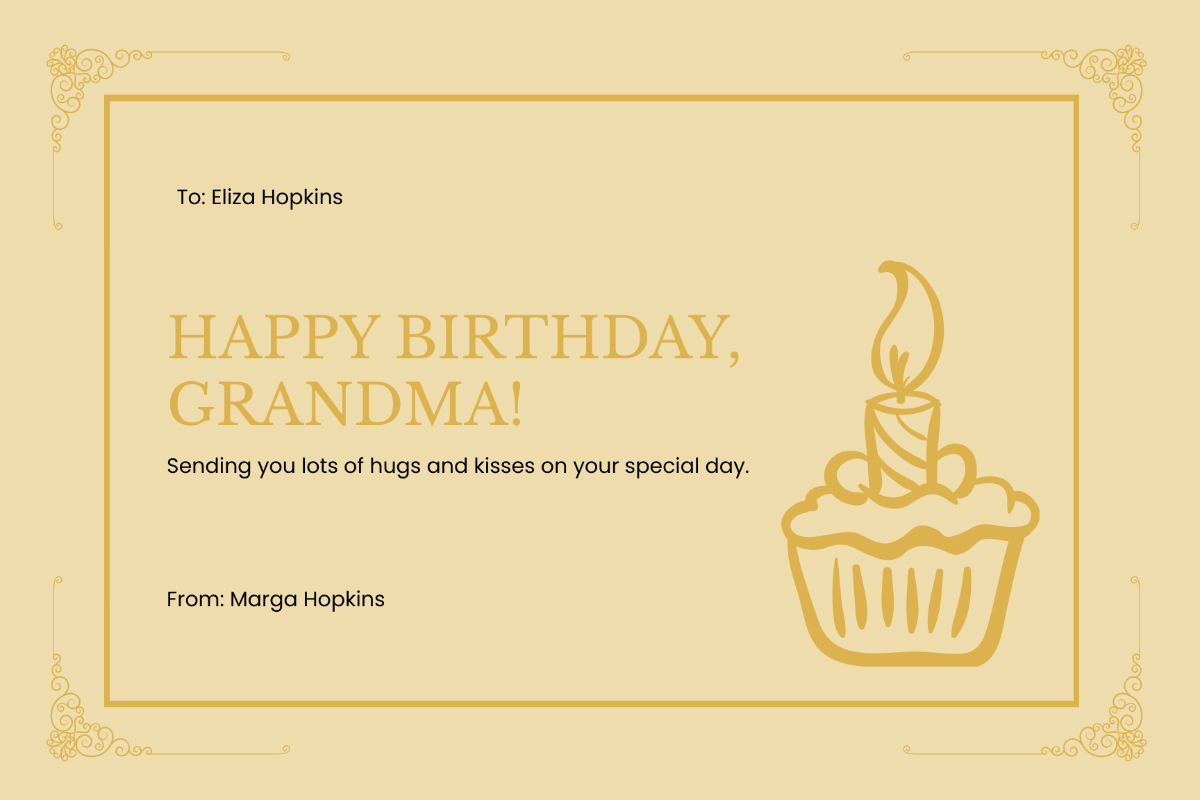 Vintage Birthday Card For Grandma Template