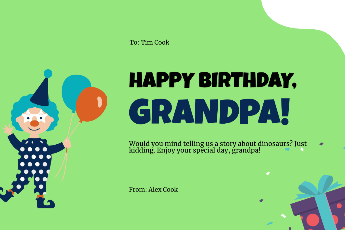 Free Funny Birthday Card For Grandpa Template