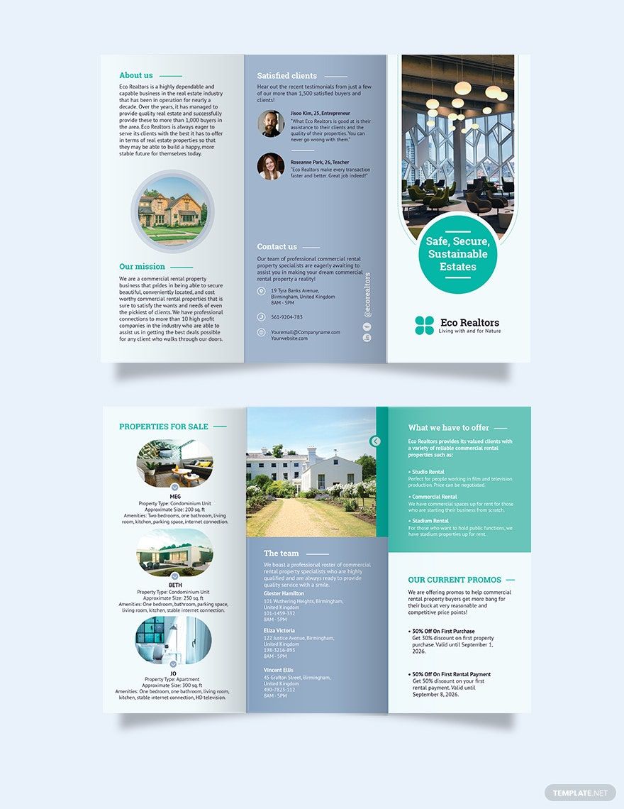 Commercial Rental Tri-Fold Brochure Template