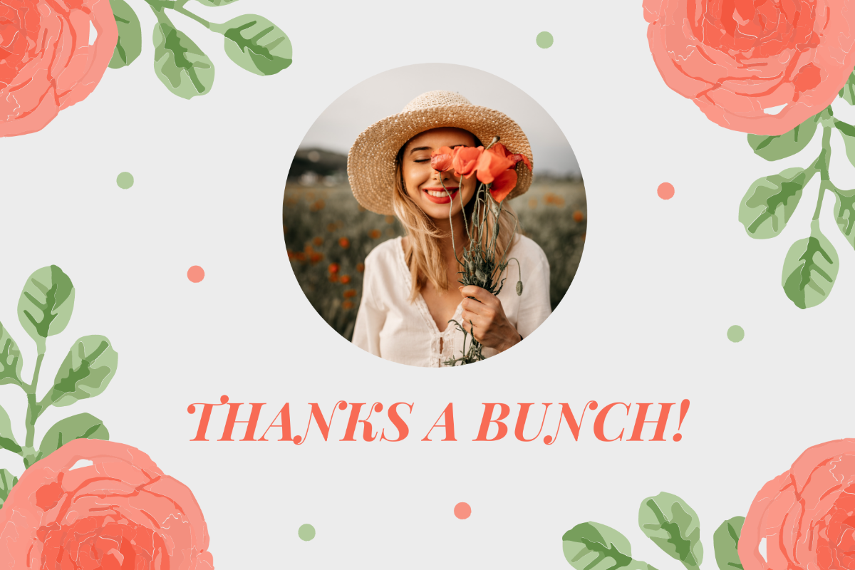 Floral Photo Thank You Card Template