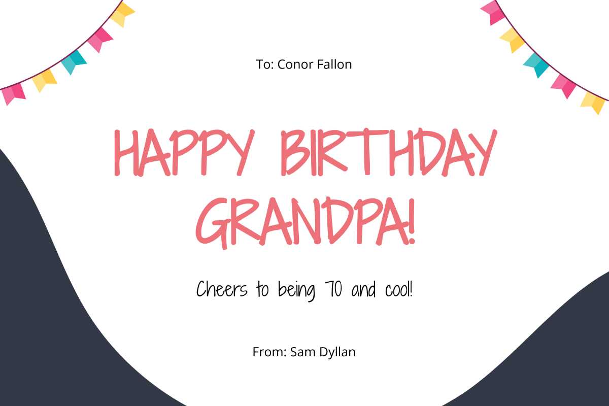 Free Grandfather 70th Birthday Card Template