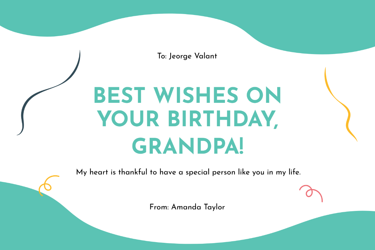 Simple Birthday Card For Grandpa Template
