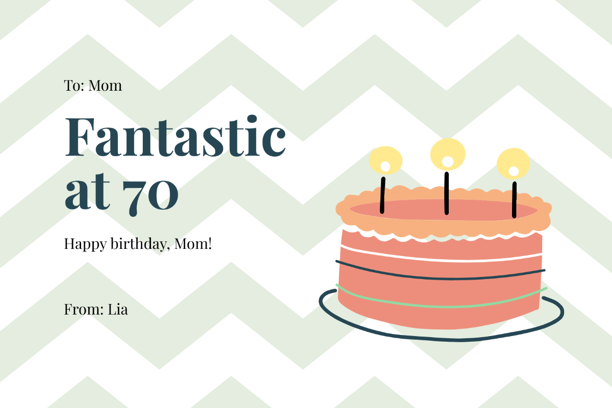 70th Birthday Card for Mom Template - Edit Online & Download