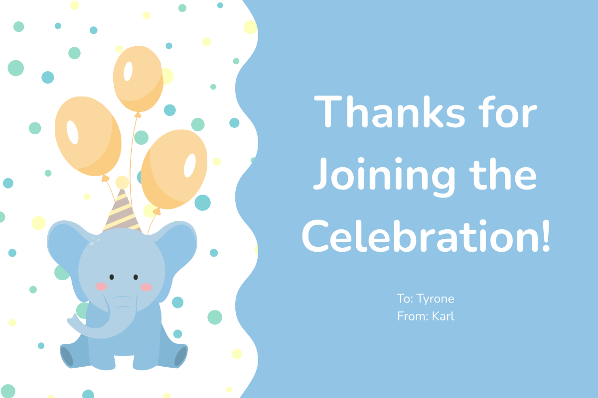 Thank You Card for Birthday Party