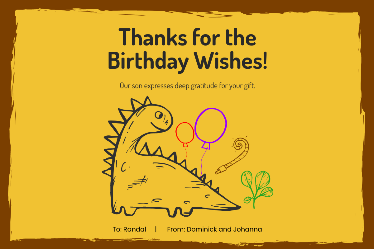 Free Kids Birthday Thank You Card Template