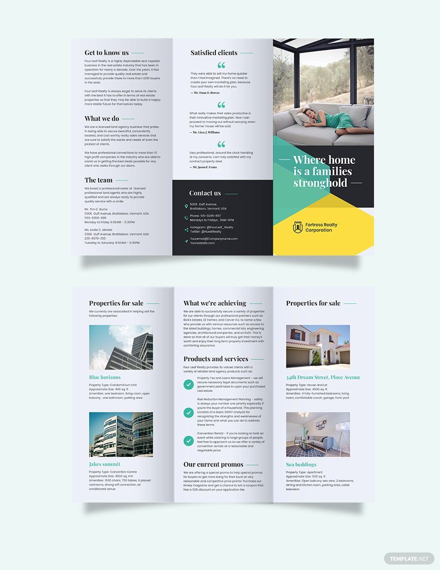 Land Sales Agent/Agency Tri-Fold Brochure Template