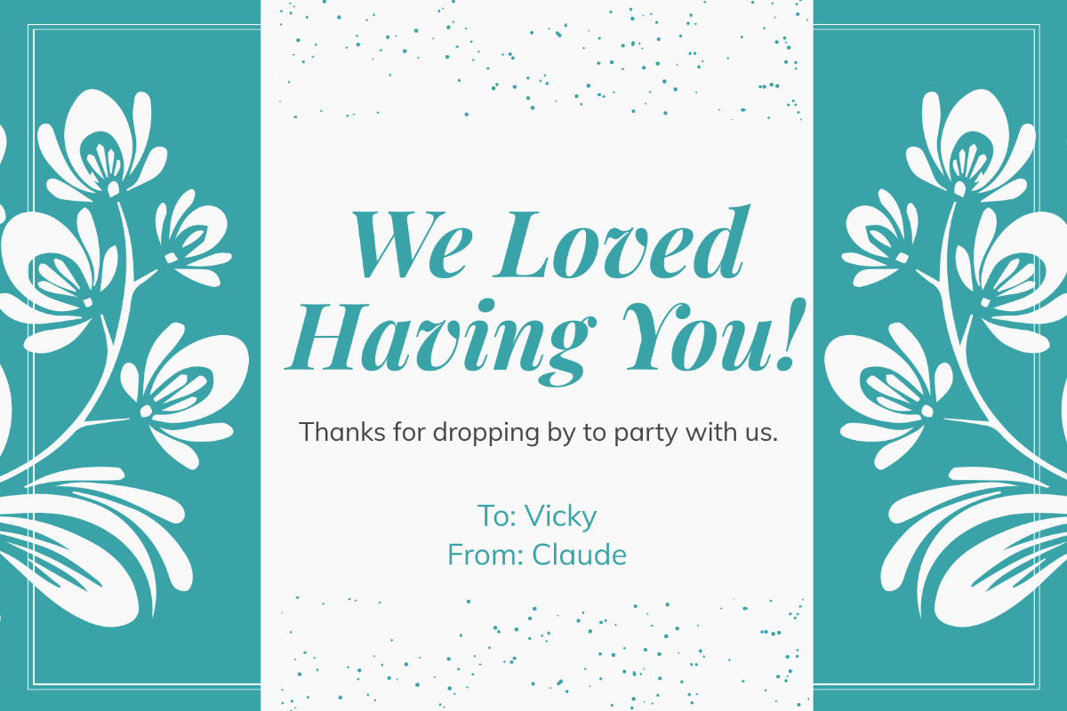 Free Thank You For Coming Birthday Card Template