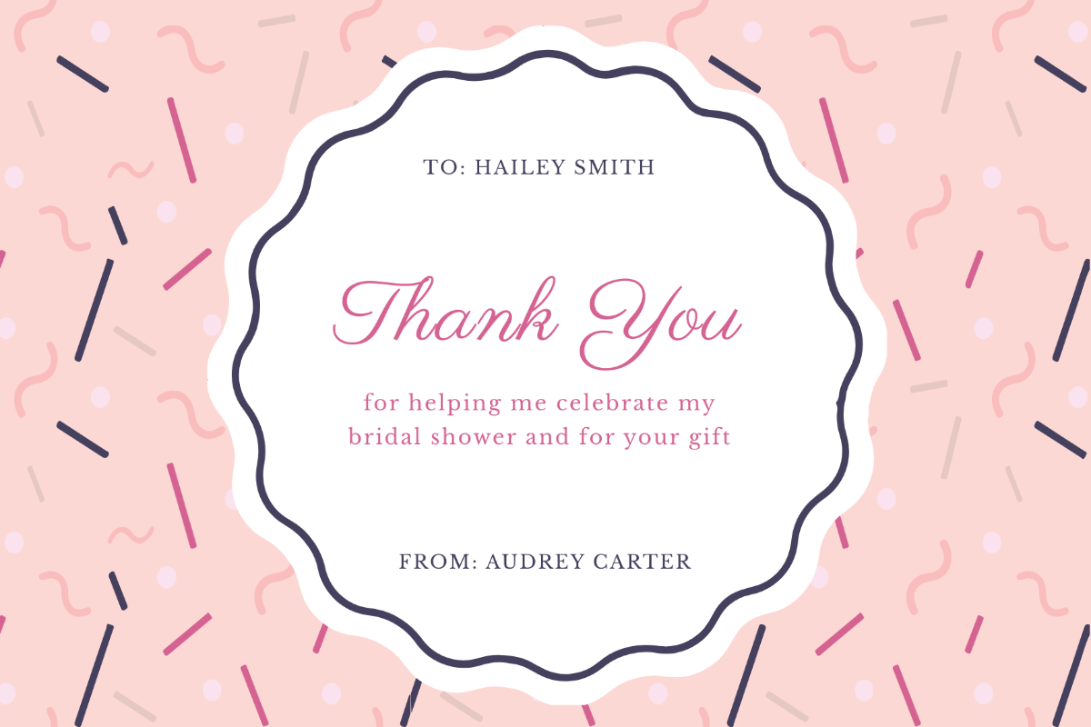 Bridal Shower Party Thank You Card Template