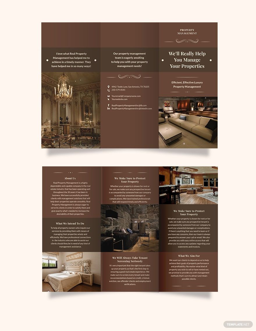 Luxury Property Management Tri-Fold Brochure Template