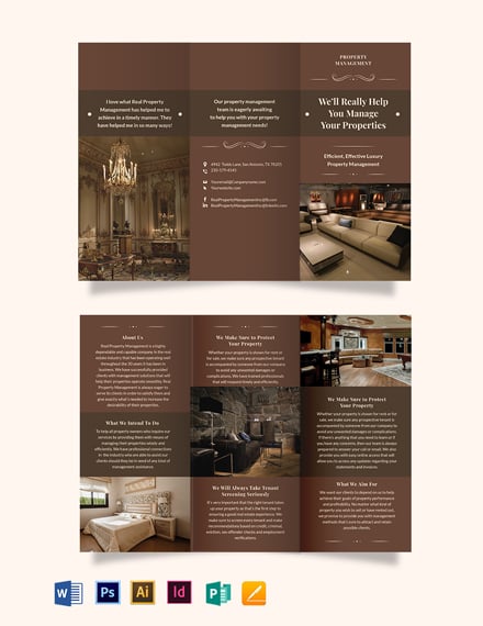 luxury property management tri fold brochure