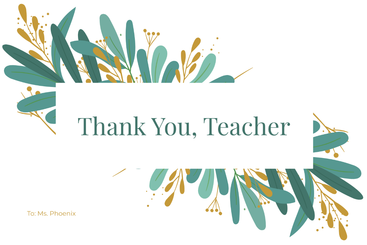 Free School Teacher Thank You Card Template
