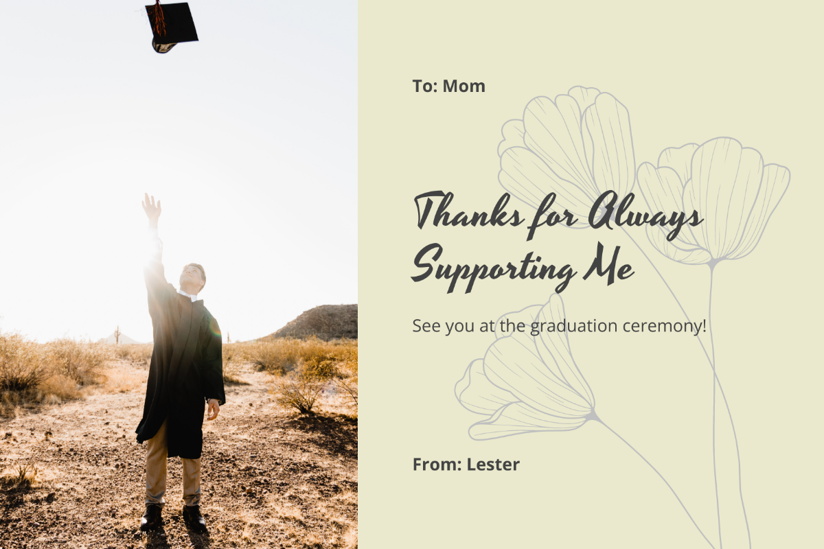 Graduation Photo Thank You Card Template