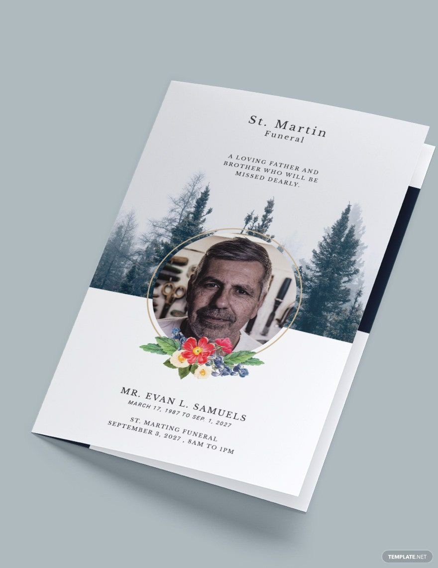 Modern Funeral Obituary Bi-Fold Brochure Template