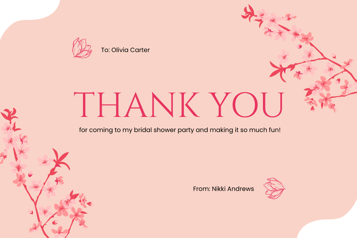 Girl Friends Bridal Shower Thank You Card Template