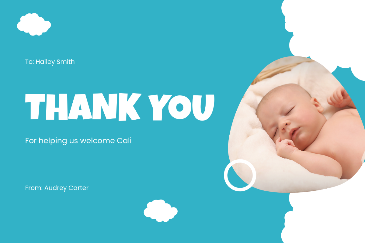 Baby Thank You Photo Card Template - Edit Online & Download