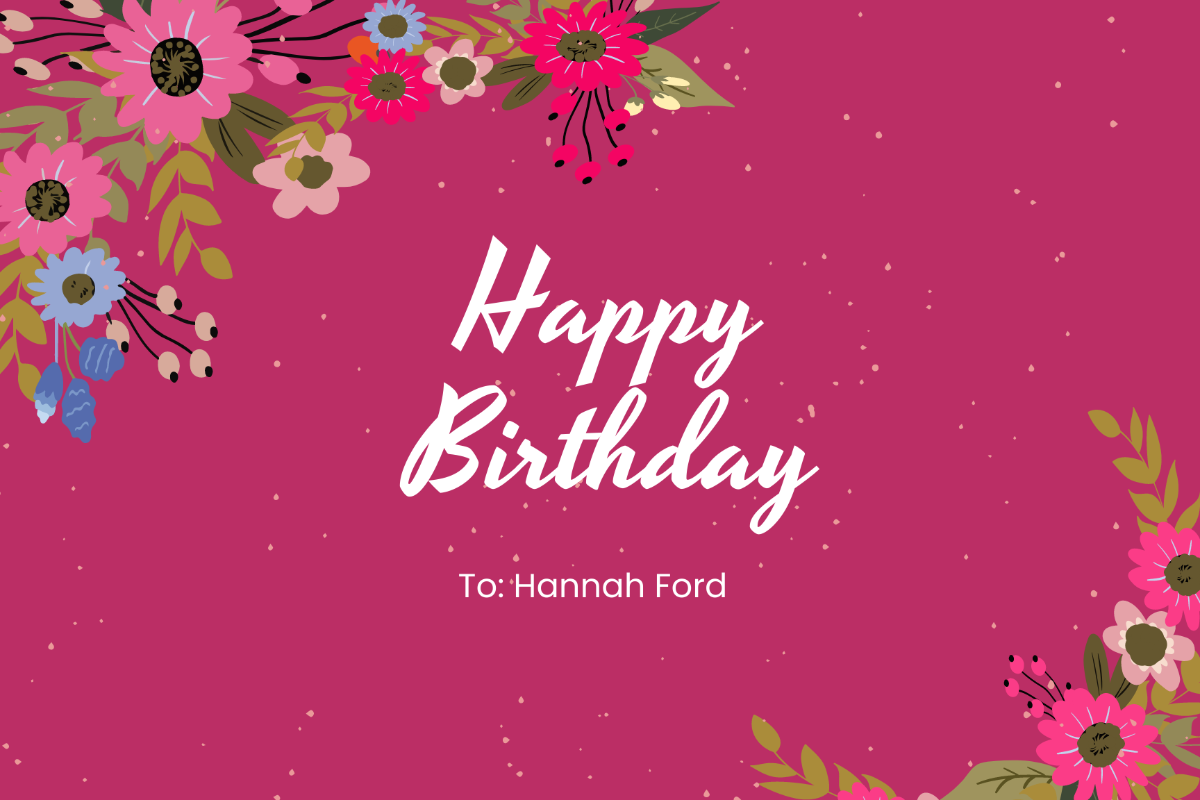 Free Floral Birthday Card For Sister Template