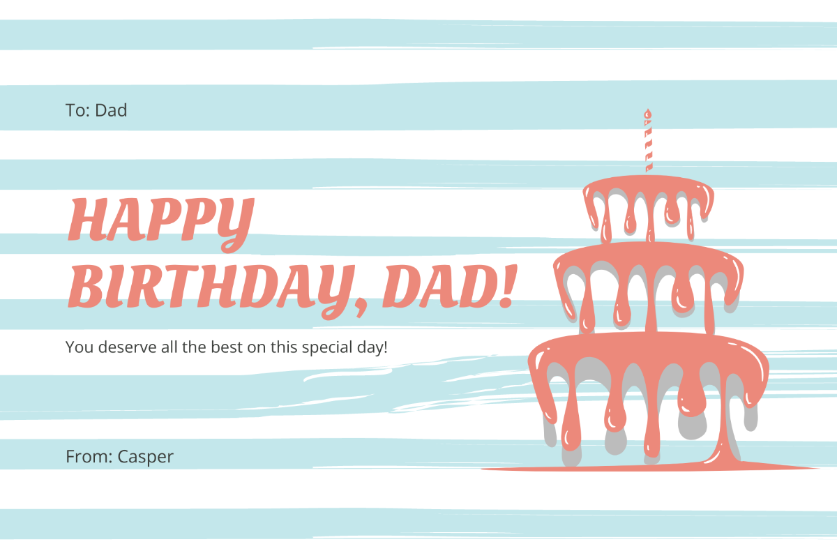 Free Personalised Birthday Card For Dad Template
