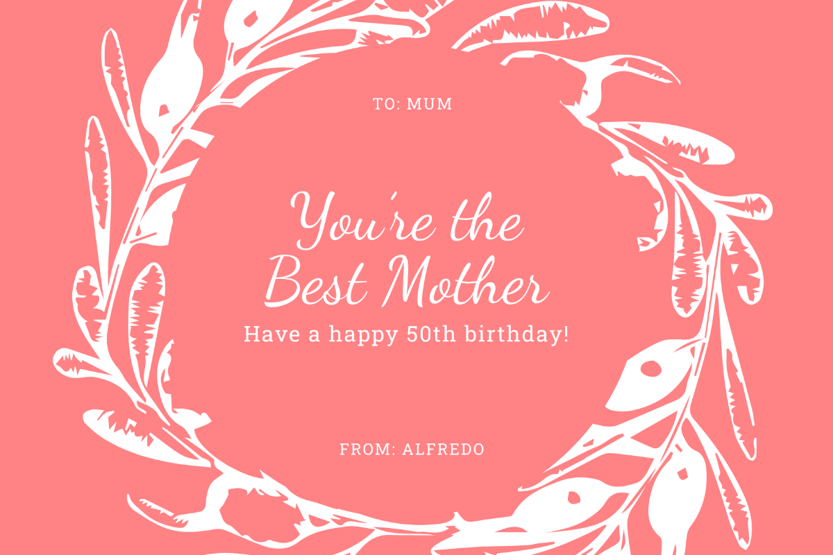 Free Mum 50th Birthday Card Template
