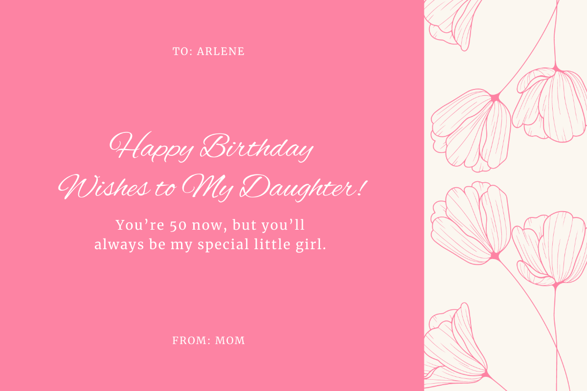 Free Daughter 50th Birthday Card Template