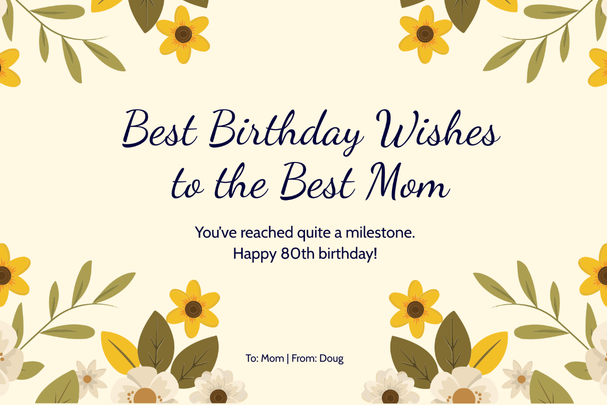 Free Mom 80th Birthday Card Template