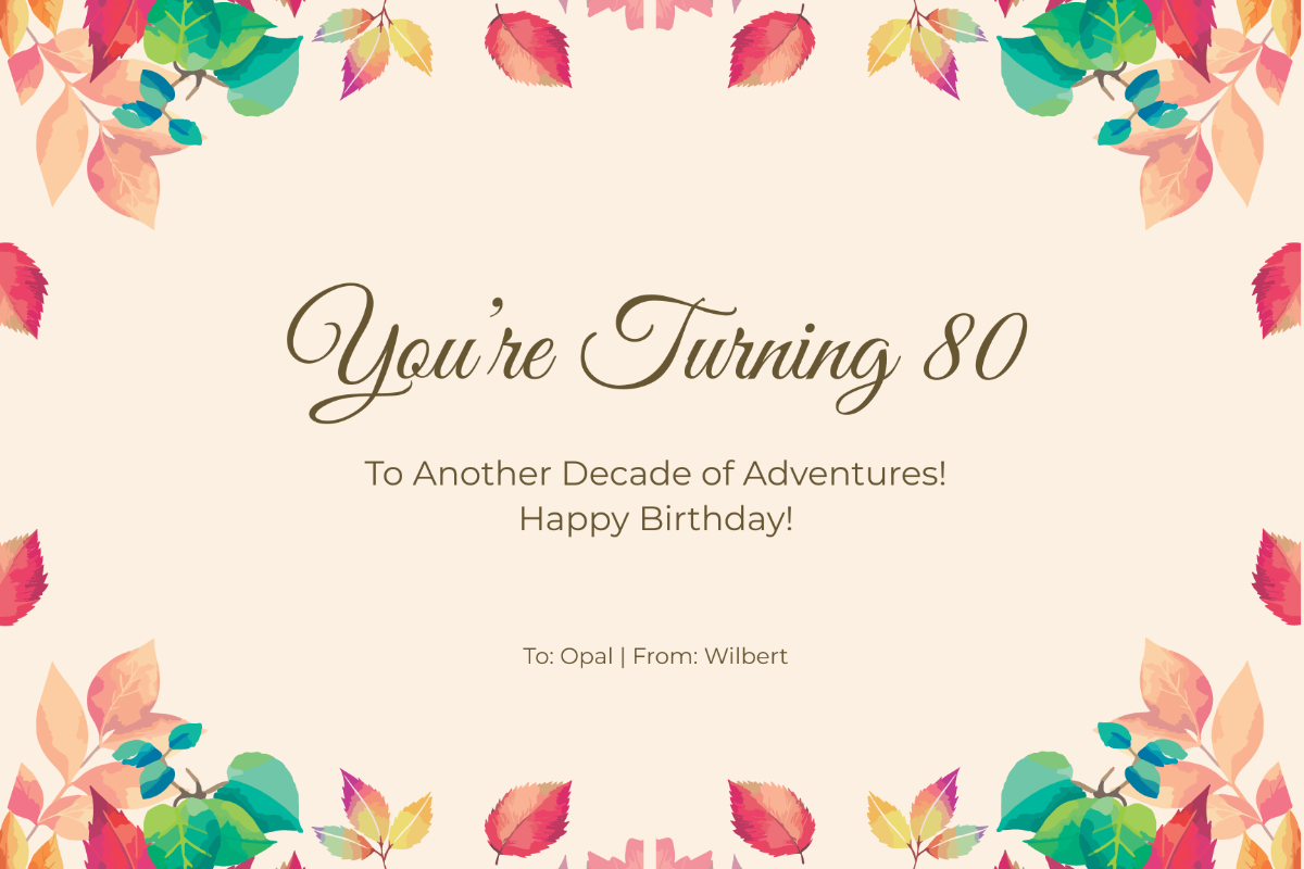 Free Funny 80th Birthday Card Template