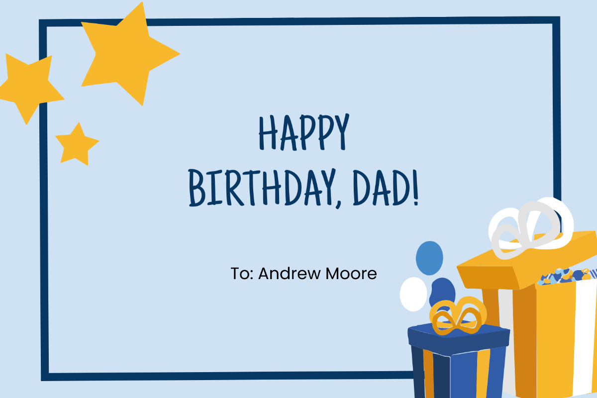 Simple Birthday Card For Dad Template