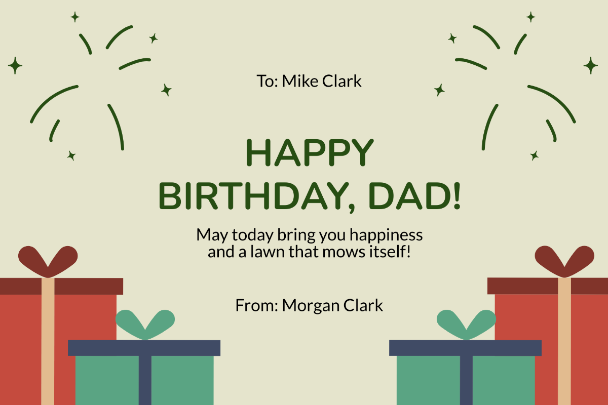 Free Creative Birthday Card For Dad Template