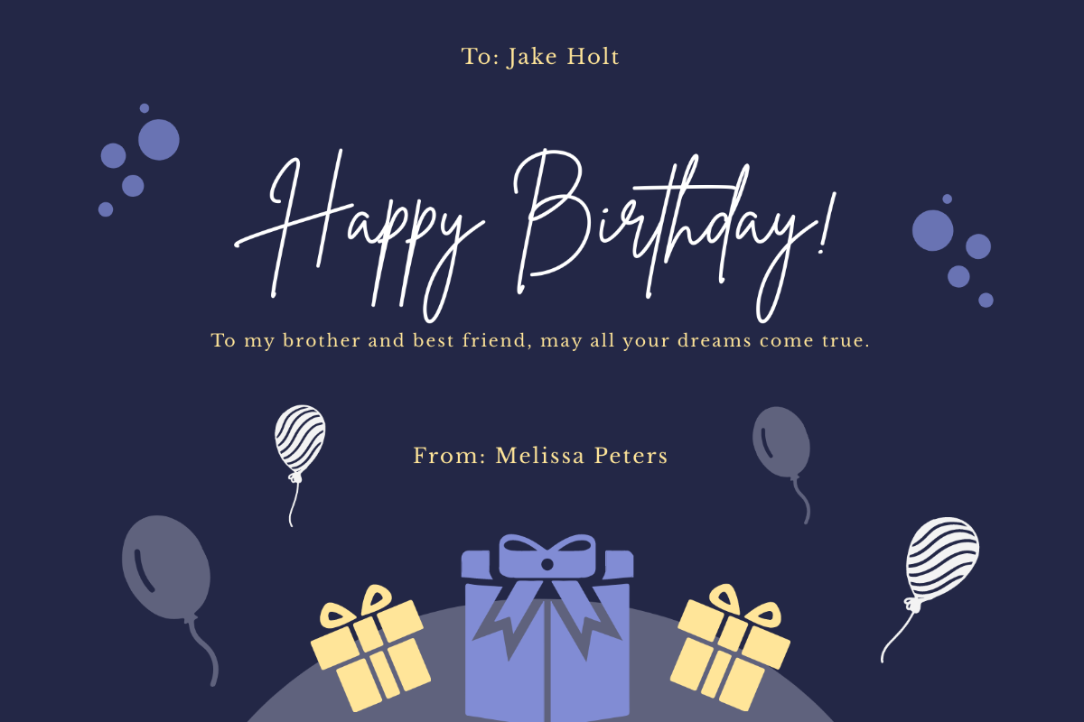 Free Happy Birthday Card For Brother Template