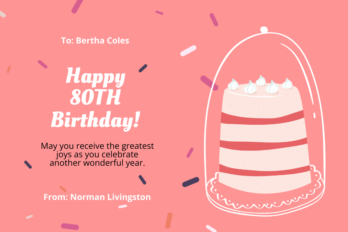 Personalised 80th Birthday Card Template