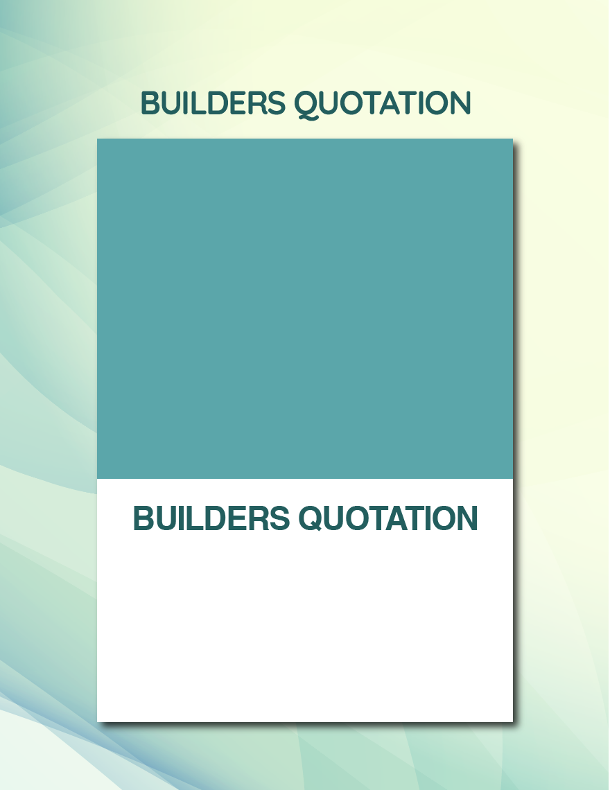 Builders Quotation Template