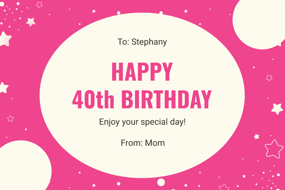 40th Birthday Card For Daughter
